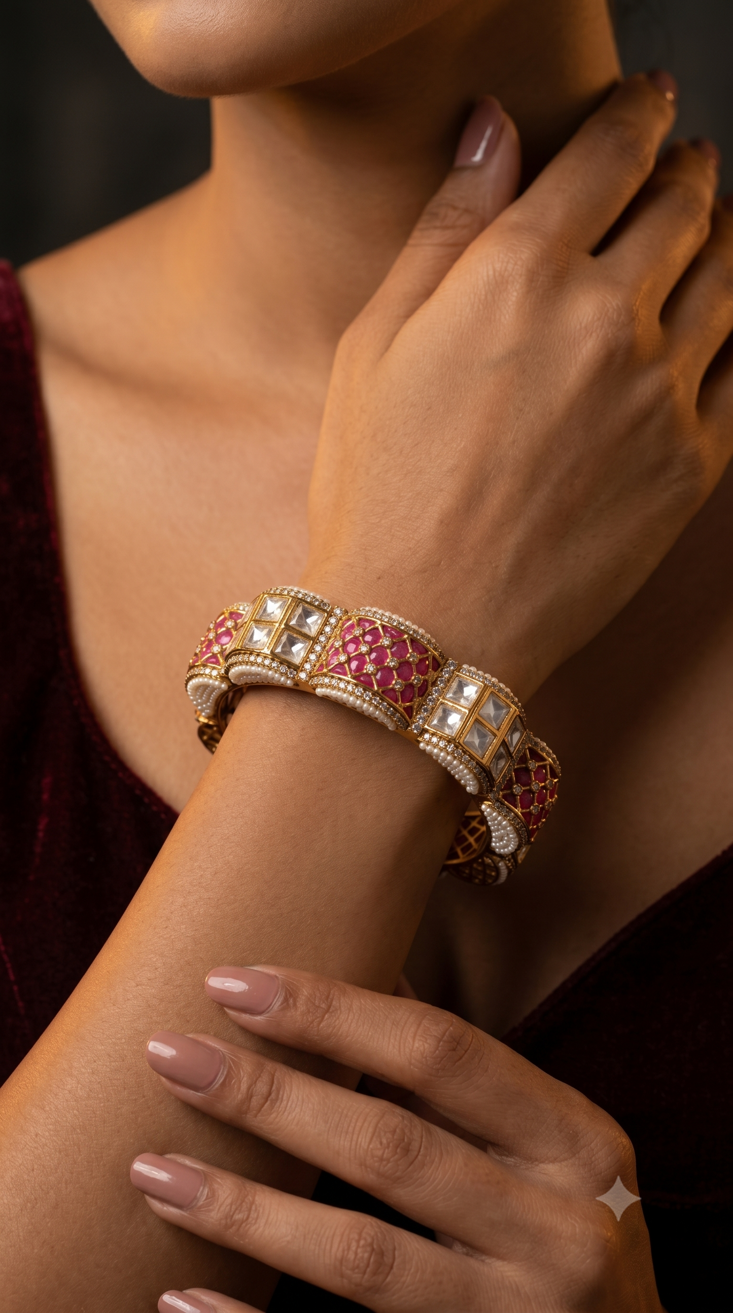 Ruby Jharokha Kada Bracelet