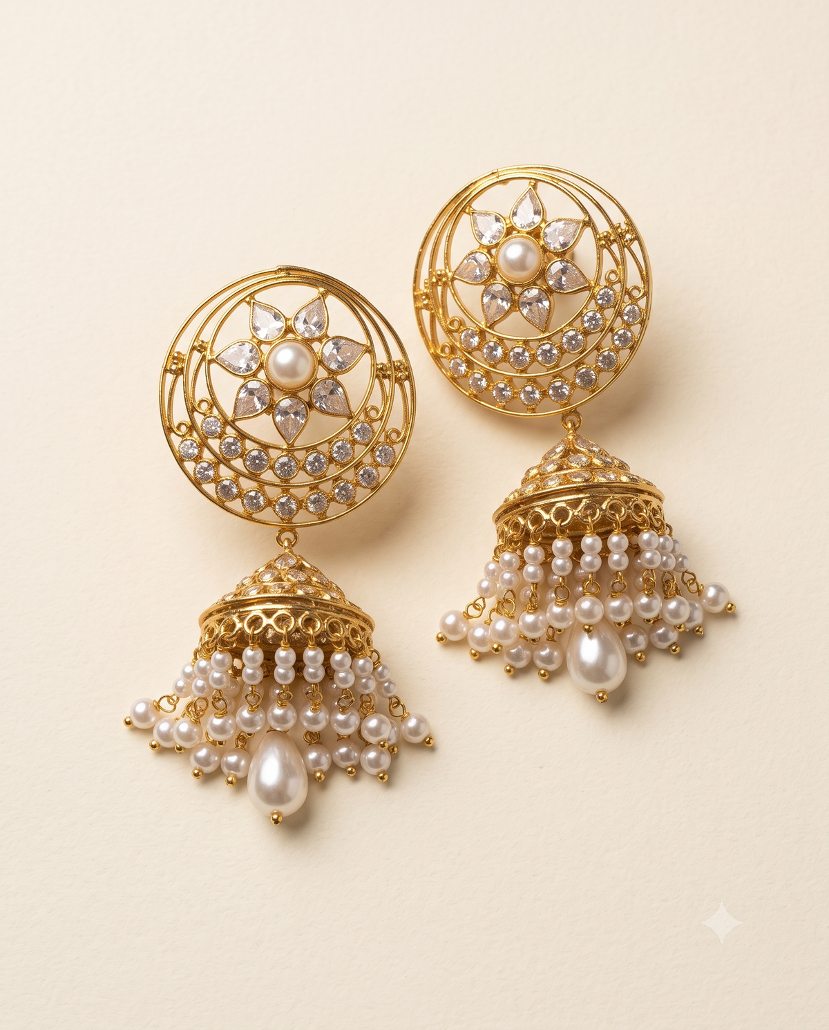 Pearl Chakra Jhumkas