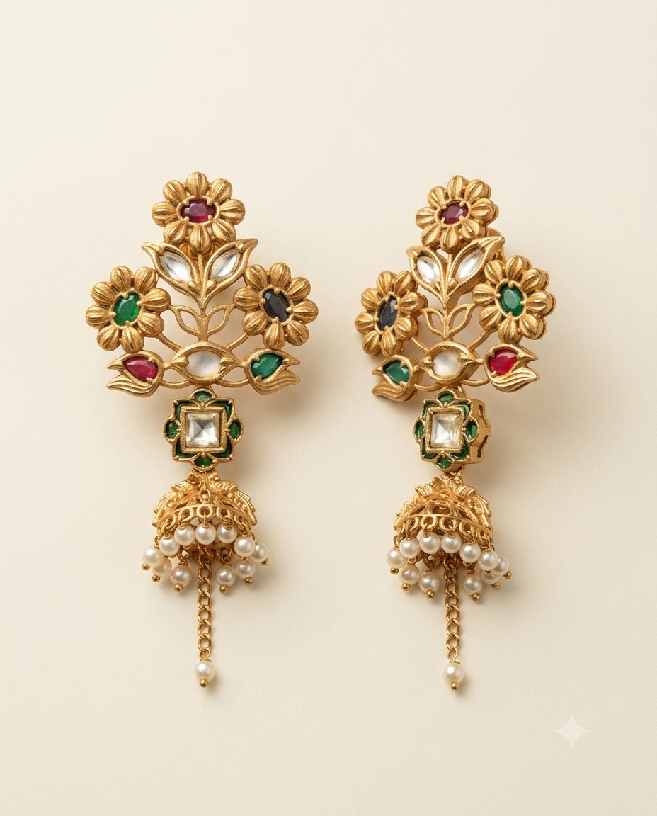 Golden Floral Earrings
