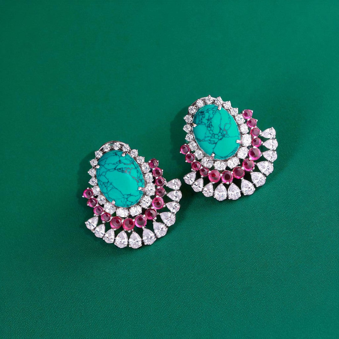 92.5 Silver Turquoise Bloom Studs