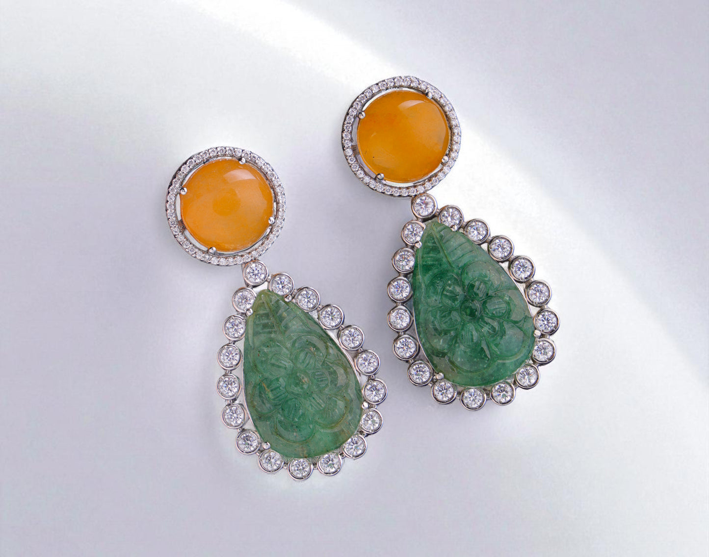 92.5 Silver Jade Cascade Earrings