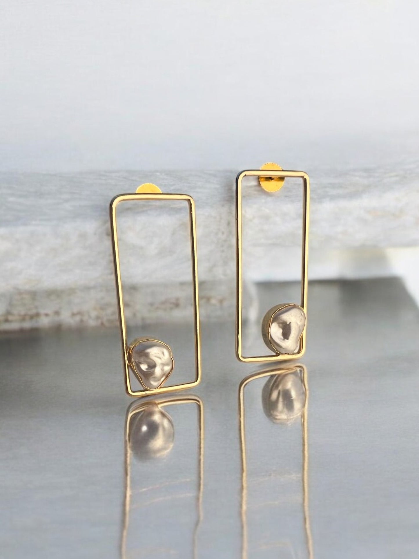 Geometric Golden Earrings