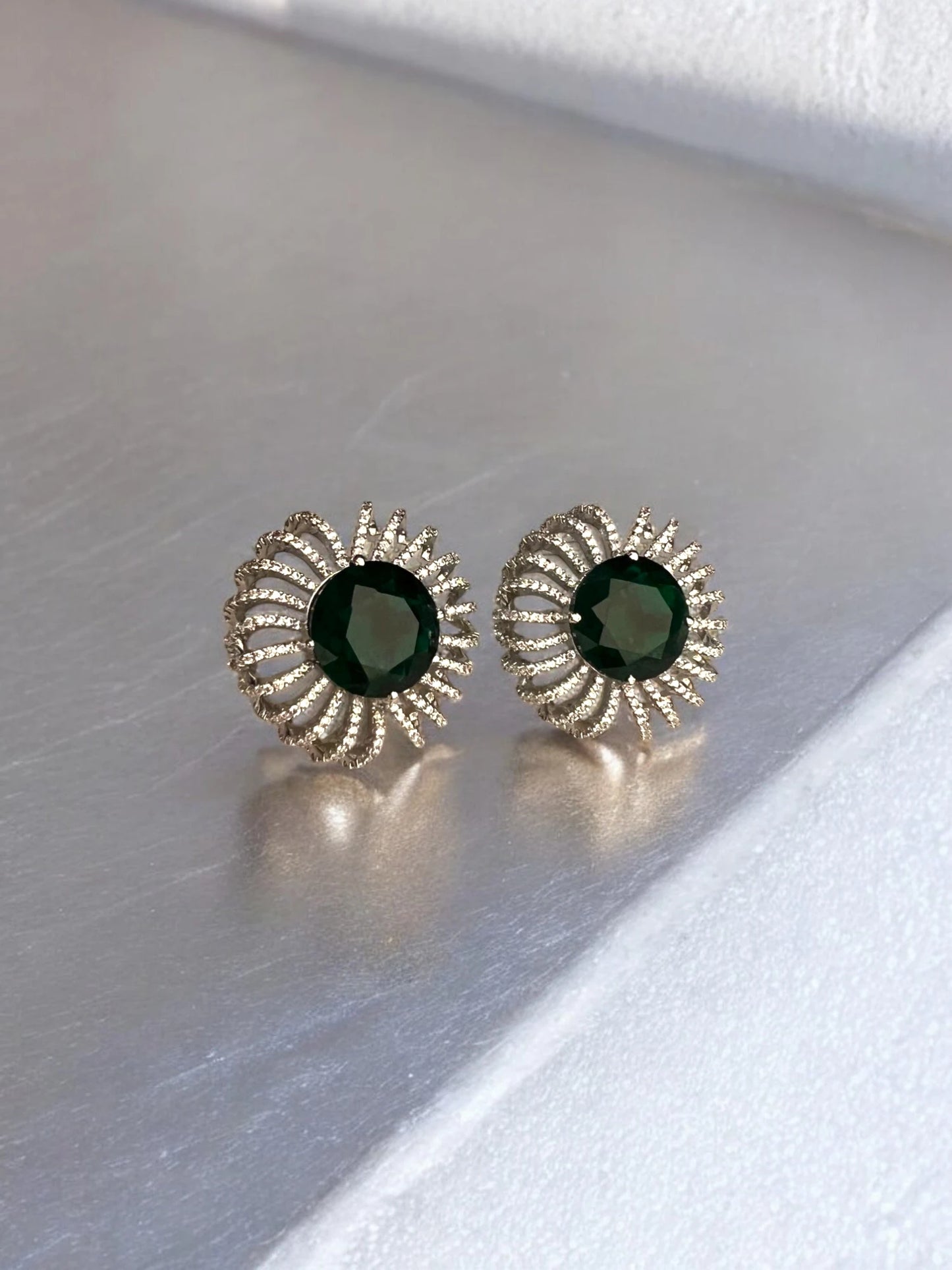 Emerald Radiance Stud Earrings