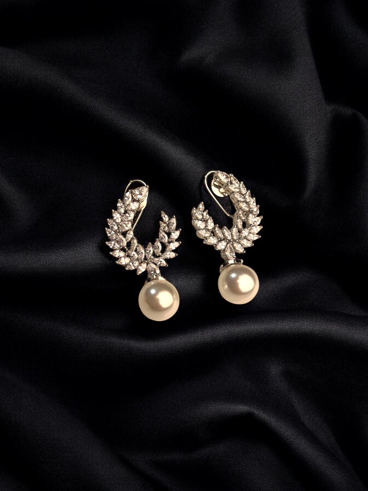 Pearl Elegance Crescent Earrings