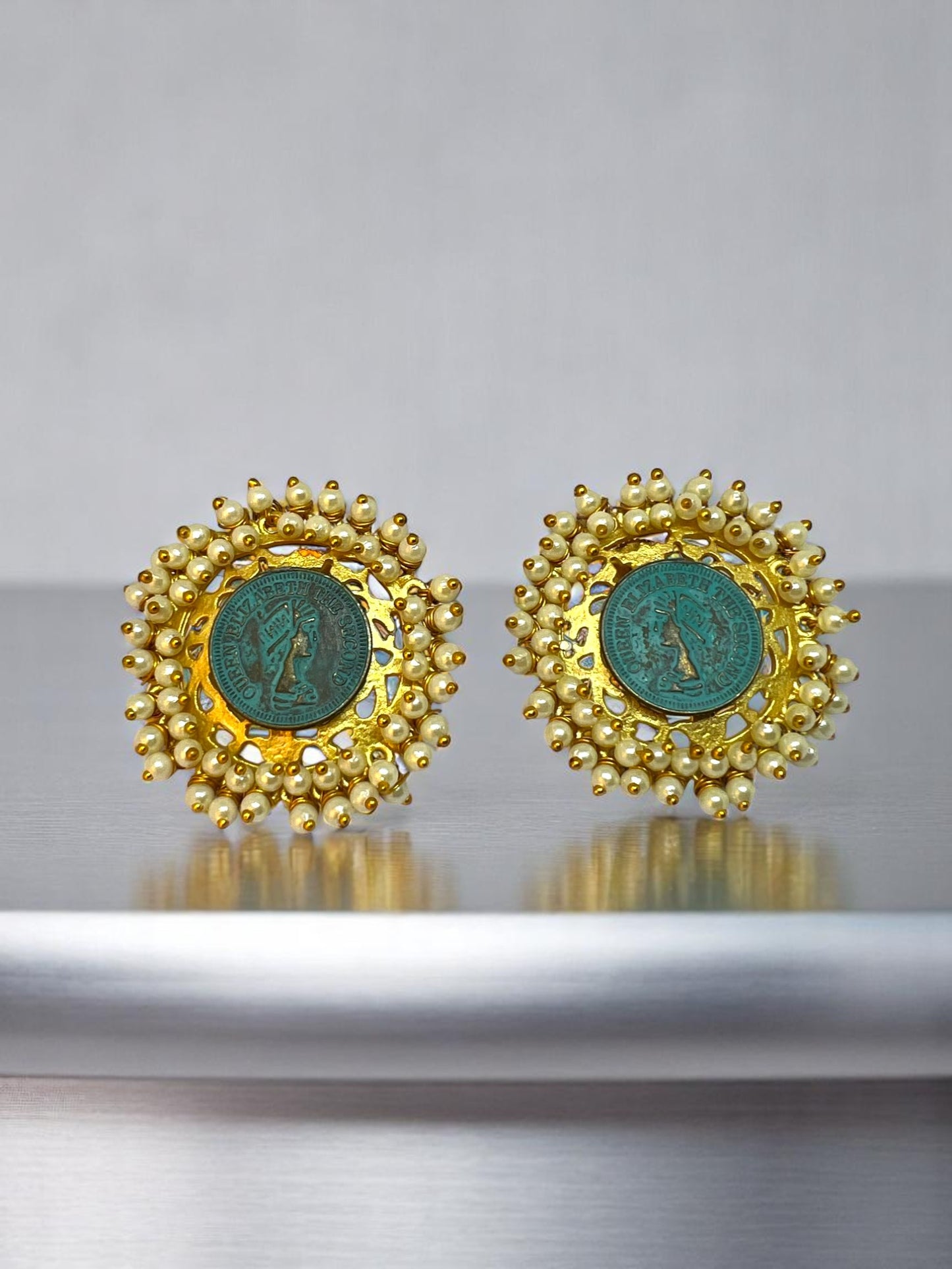 Vintage Coin Stud Earrings