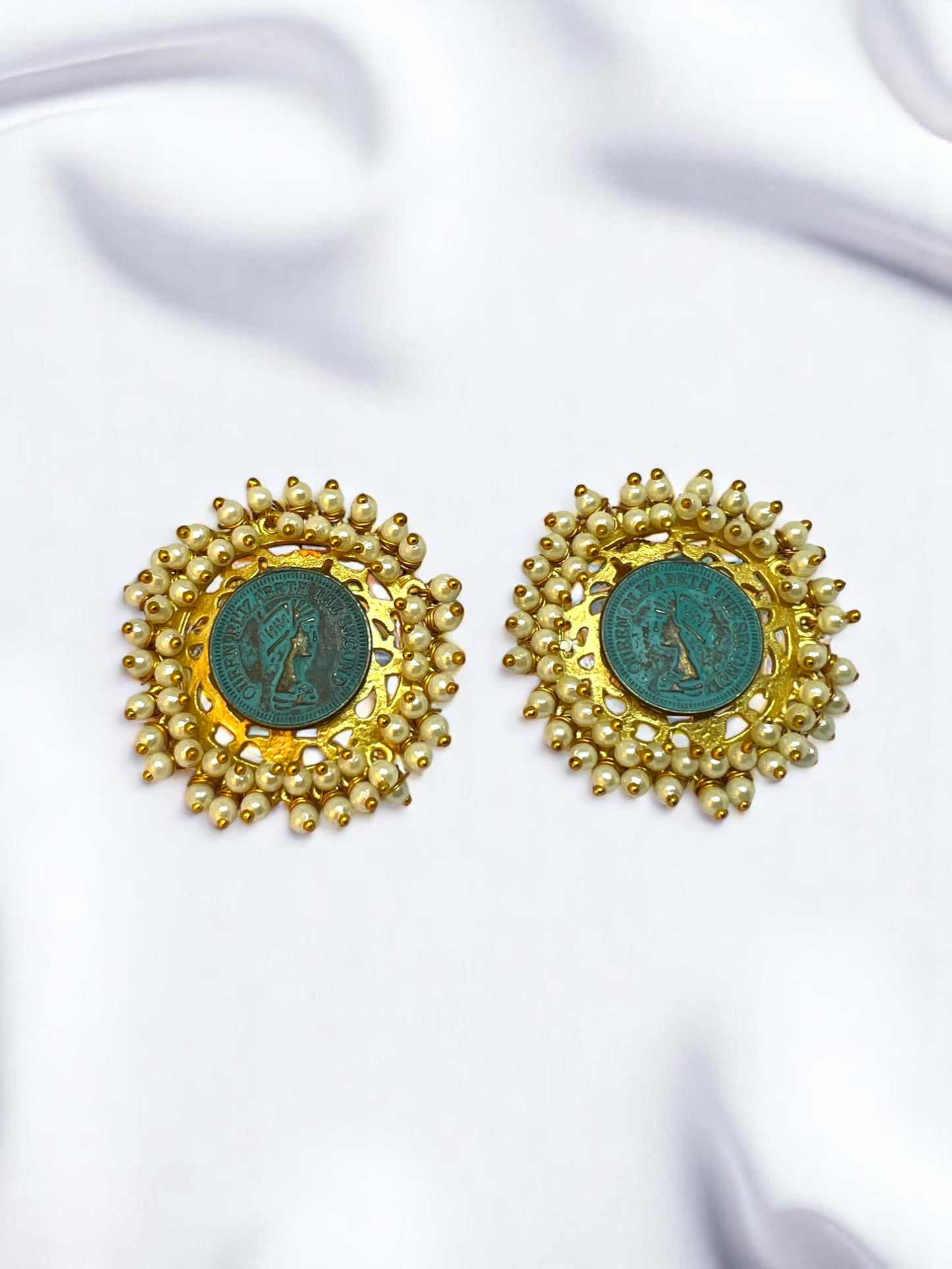 Vintage Coin Stud Earrings