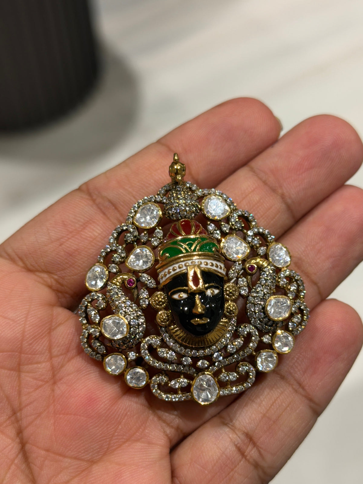 92.5 Silver Moissanite Vishnu Pendant