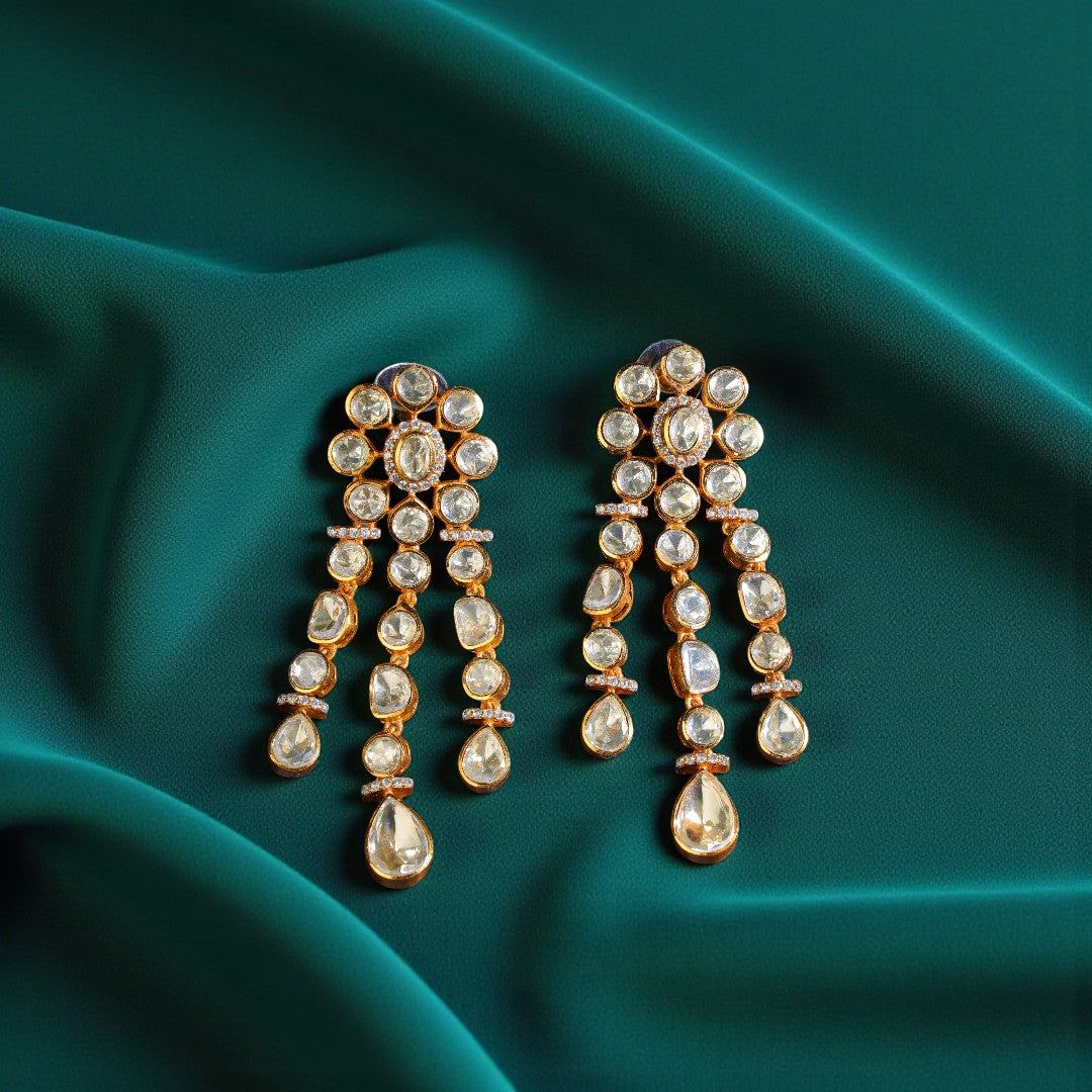 Trinitiy Golden Polki Danglers