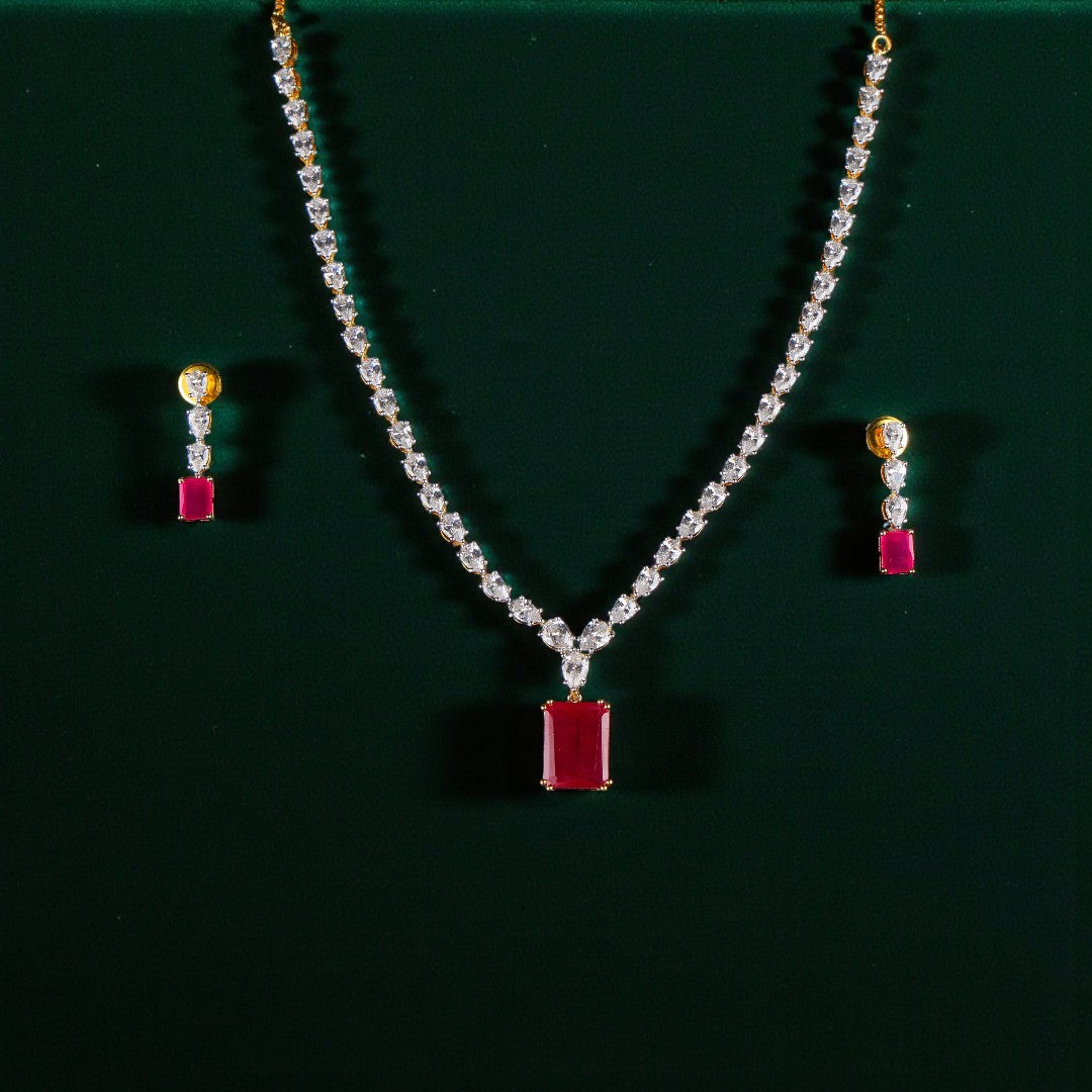 Ruby Sparkle Necklace Set