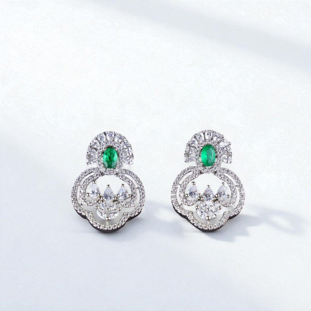 Regal Green Blossom Earrings