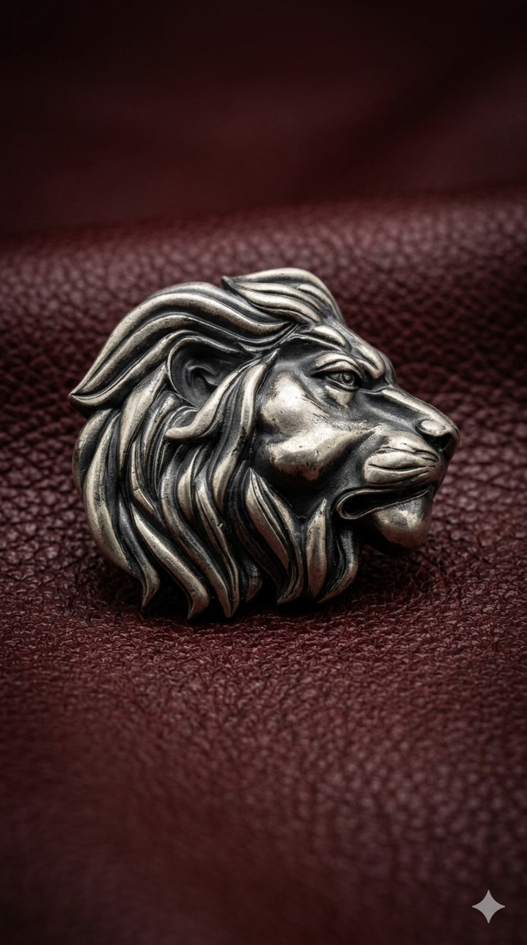 Pure Silver Singha Brooch