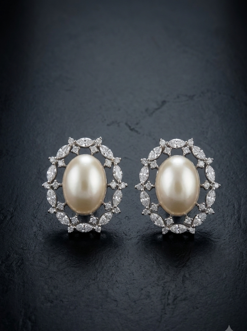 Pearl Halo Studs
