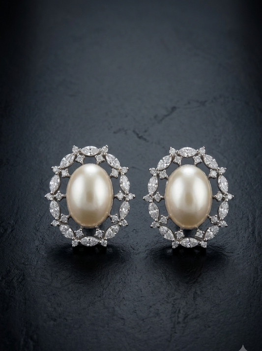 Pearl Halo Studs