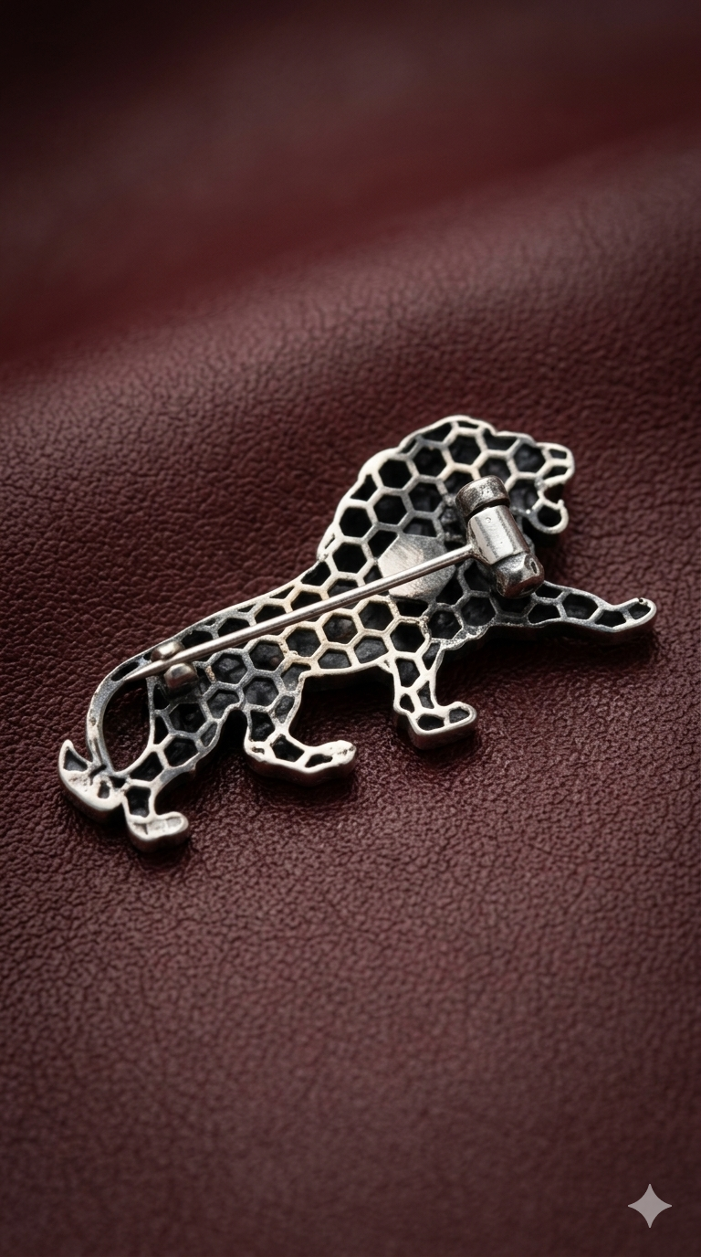 Pure Silver Regal Leo Brooch