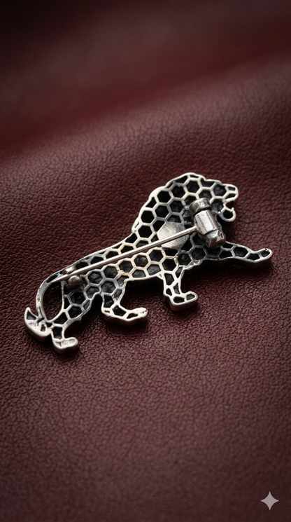 Pure Silver Regal Leo Brooch