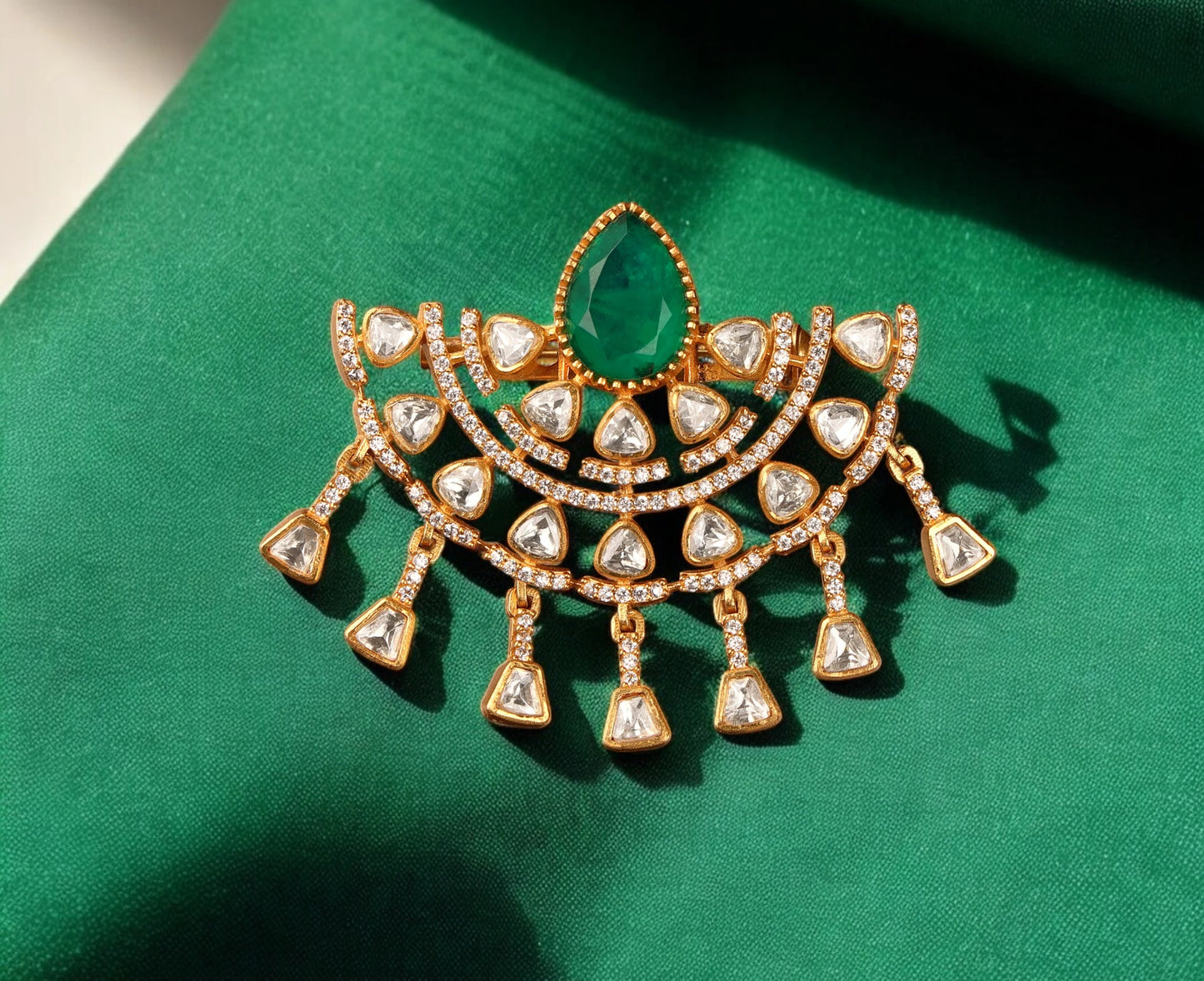 Elegant Emerald Brooch