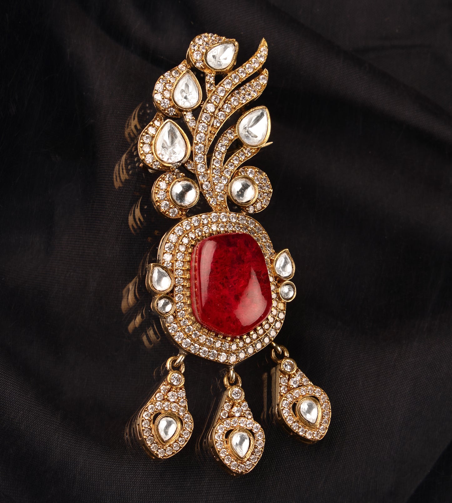 Floral Red Brooch