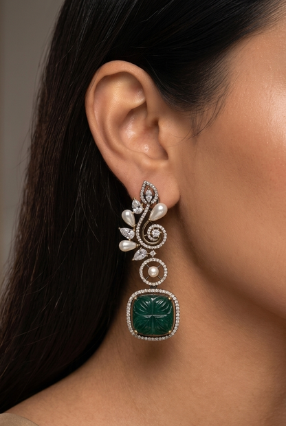 Emerald Floral Zenith Earrings