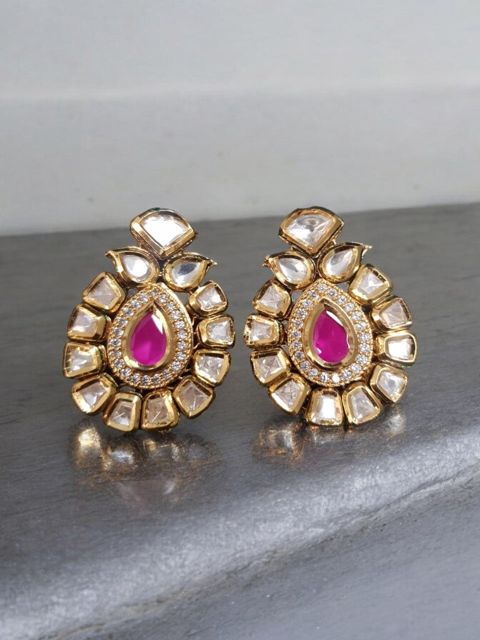 Pink Kundan Earrings Vogue