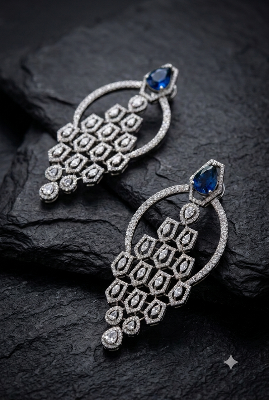 Noir Mesh Sapphire Danglers