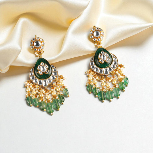 Silver Emerald Jhumkas