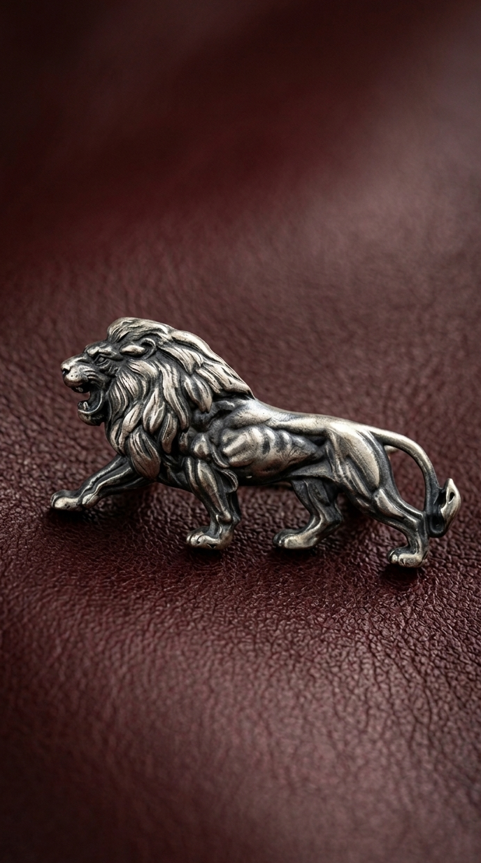 Pure Silver Regal Leo Brooch