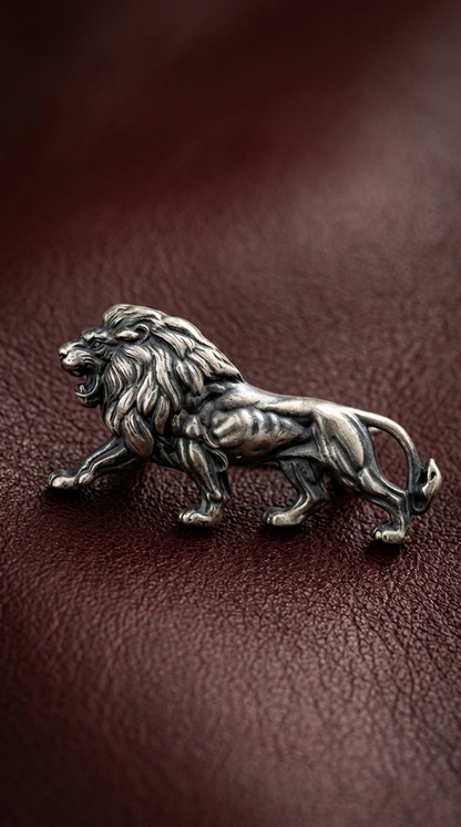 Pure Silver Regal Leo Brooch