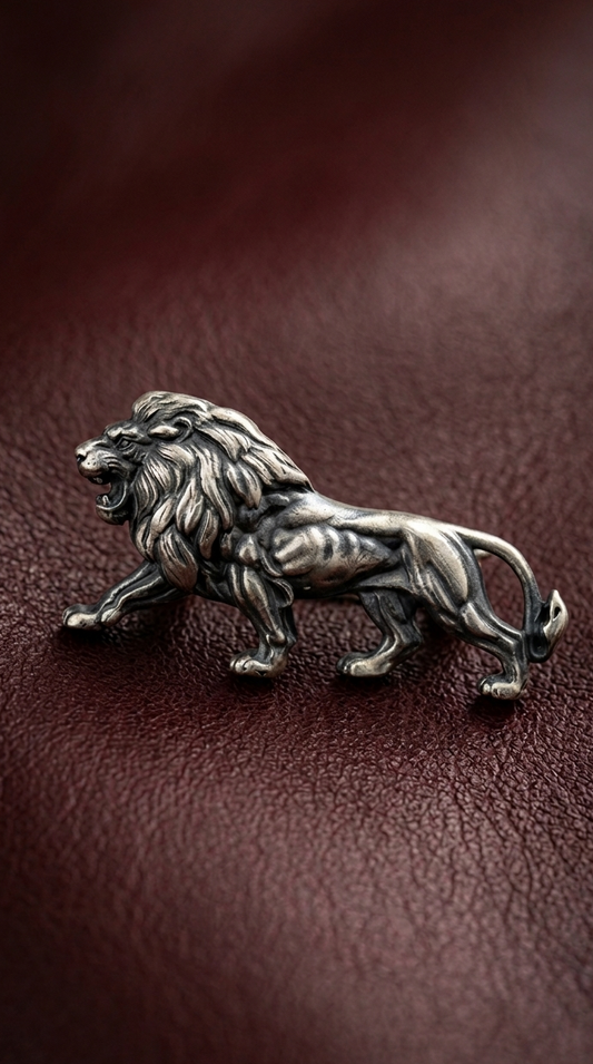Pure Silver Regal Leo Brooch