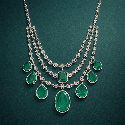 Emerald Drop Necklace Set