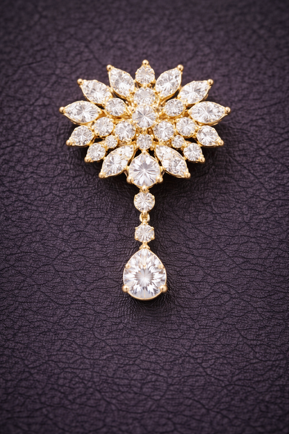 Pure Silver Golden Elegance Brooch