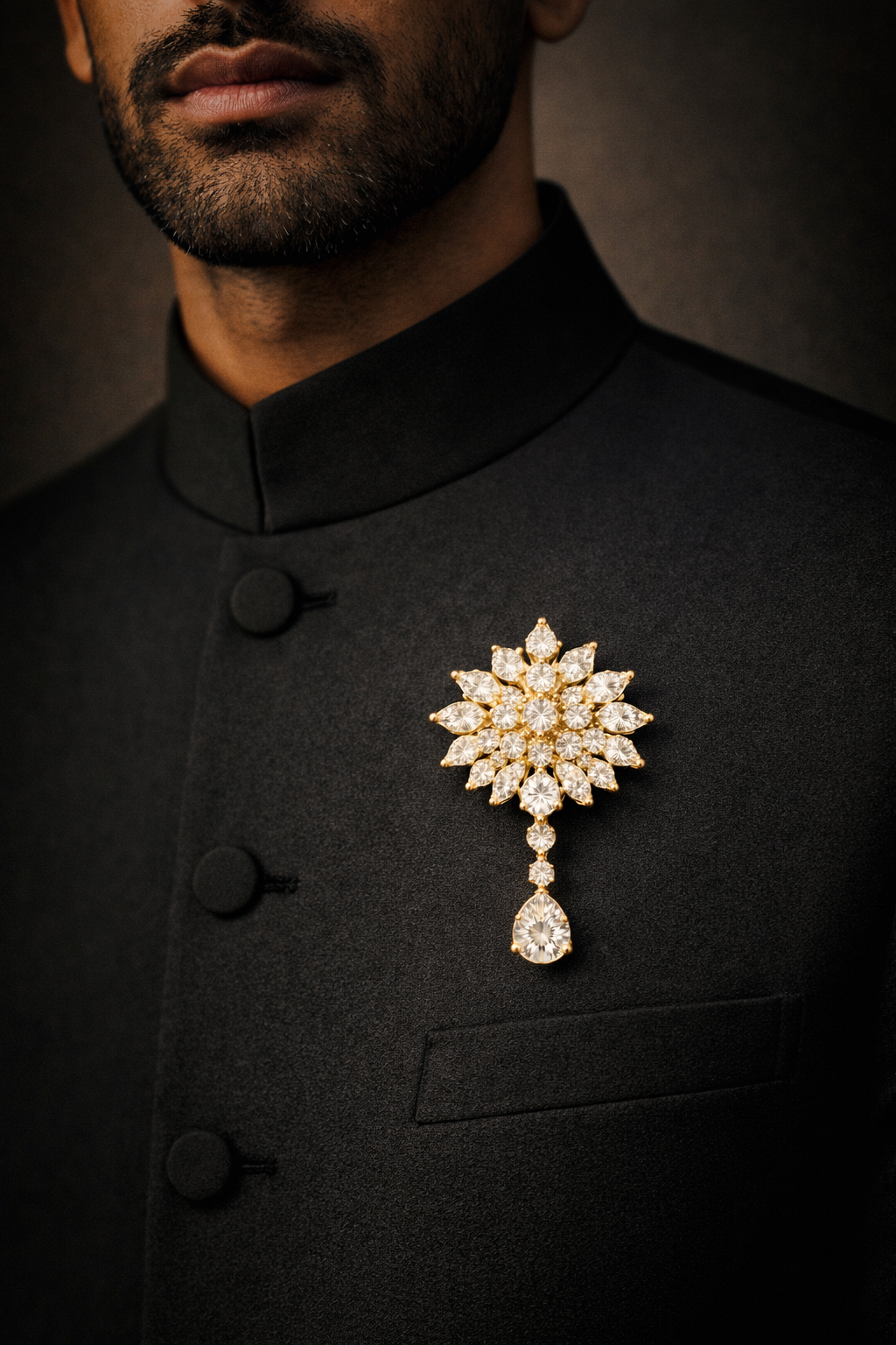 Pure Silver Golden Elegance Brooch