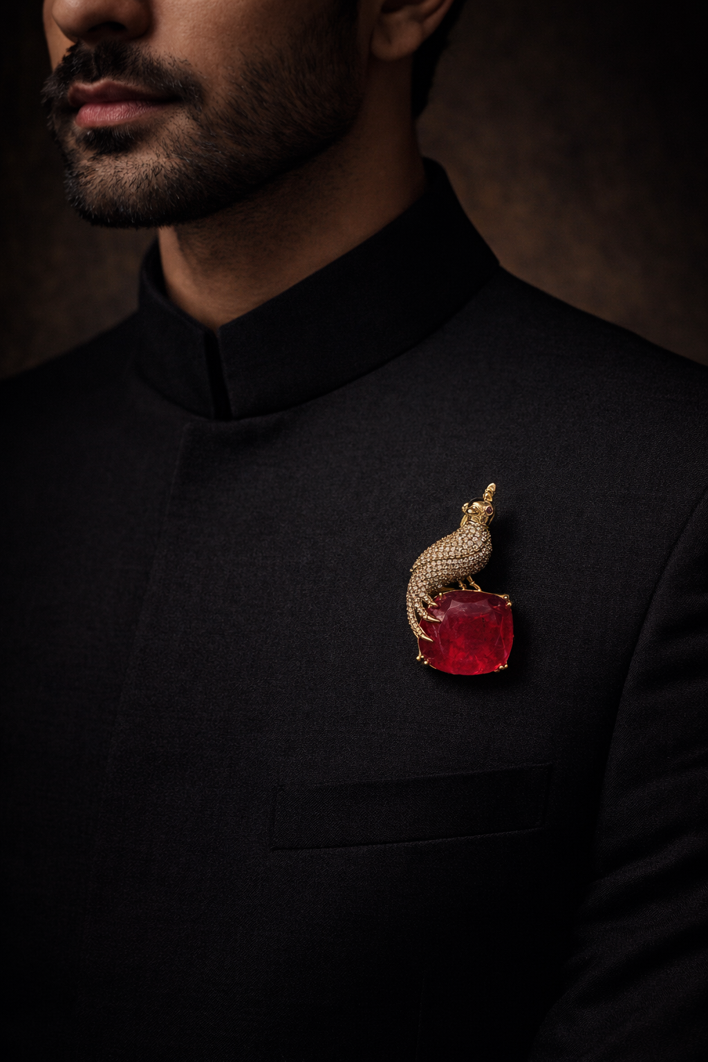 Royal Ruby Perch Brooch