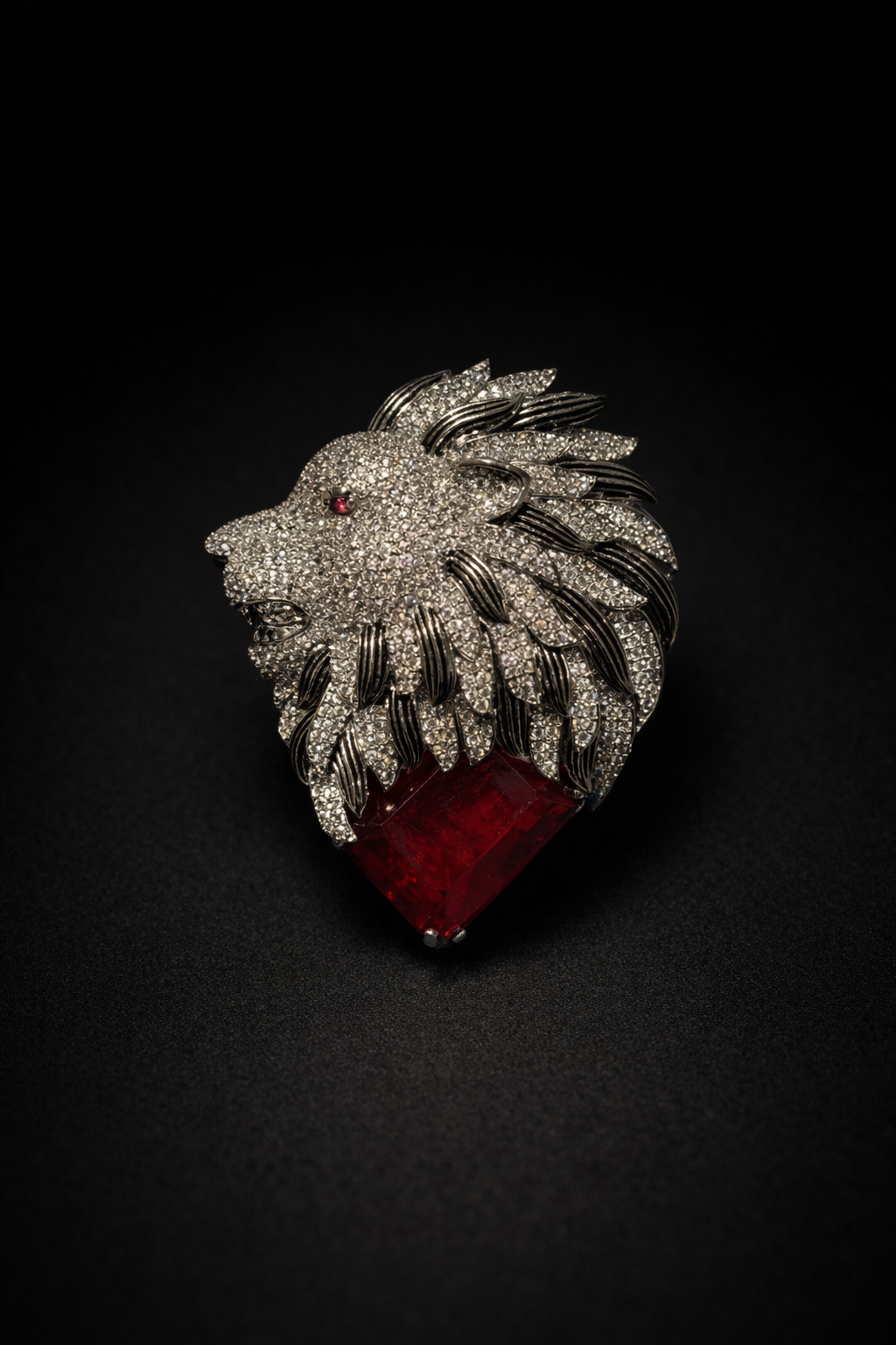 Lion Ruby Brooch
