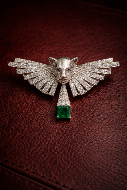 Pure Silver Aero Panther Brooch