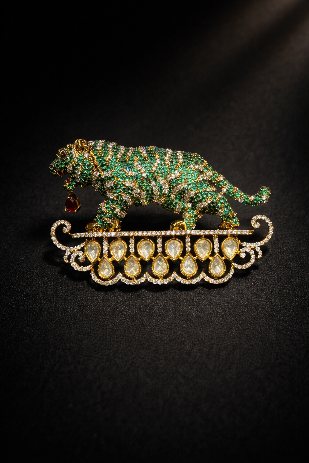 Royal Emerald Tiger Brooch