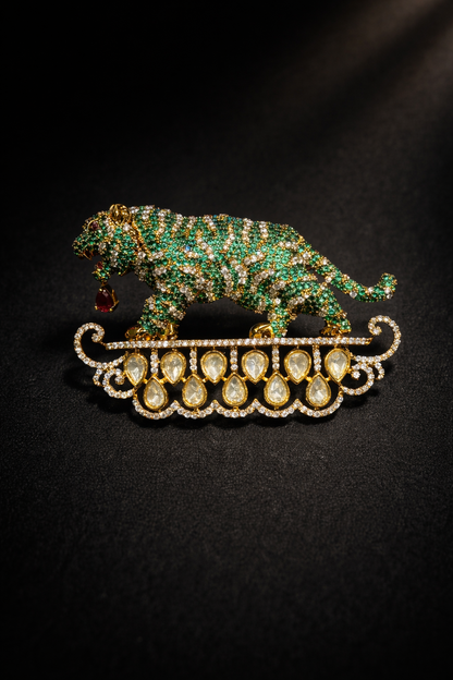 Royal Emerald Tiger Brooch