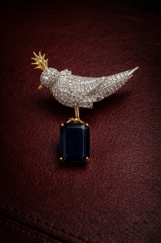 Pure Silver Midnight Herald Brooch