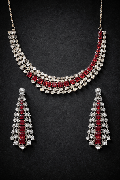 Ruby Cascade Necklace Set
