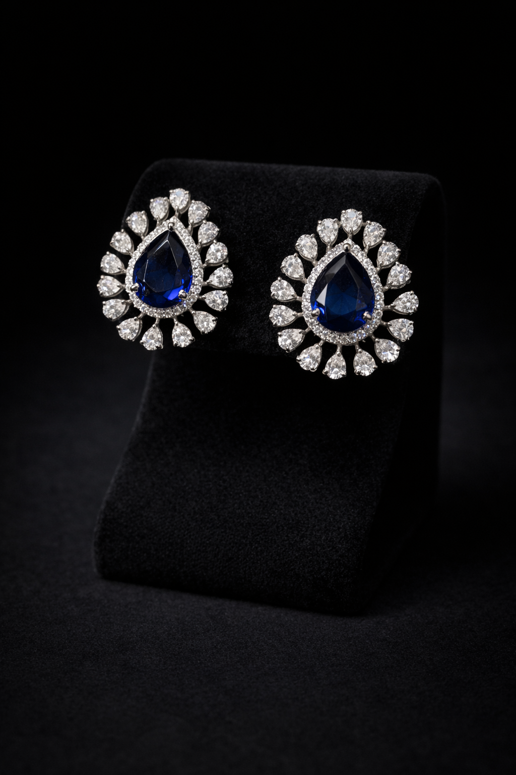 Pure Silver Sapphire Studs