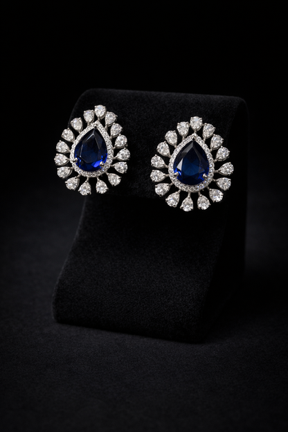 Pure Silver Sapphire Studs