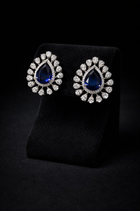 Pure Silver Sapphire Studs