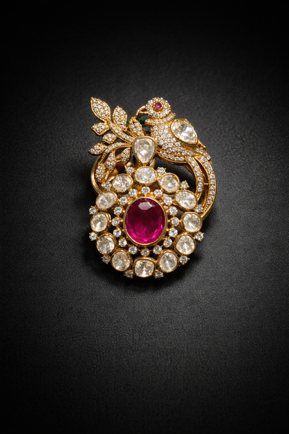 Pure Silver Mayur Brooch