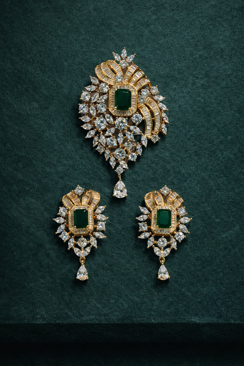 Imperial Emerald Pendant Set