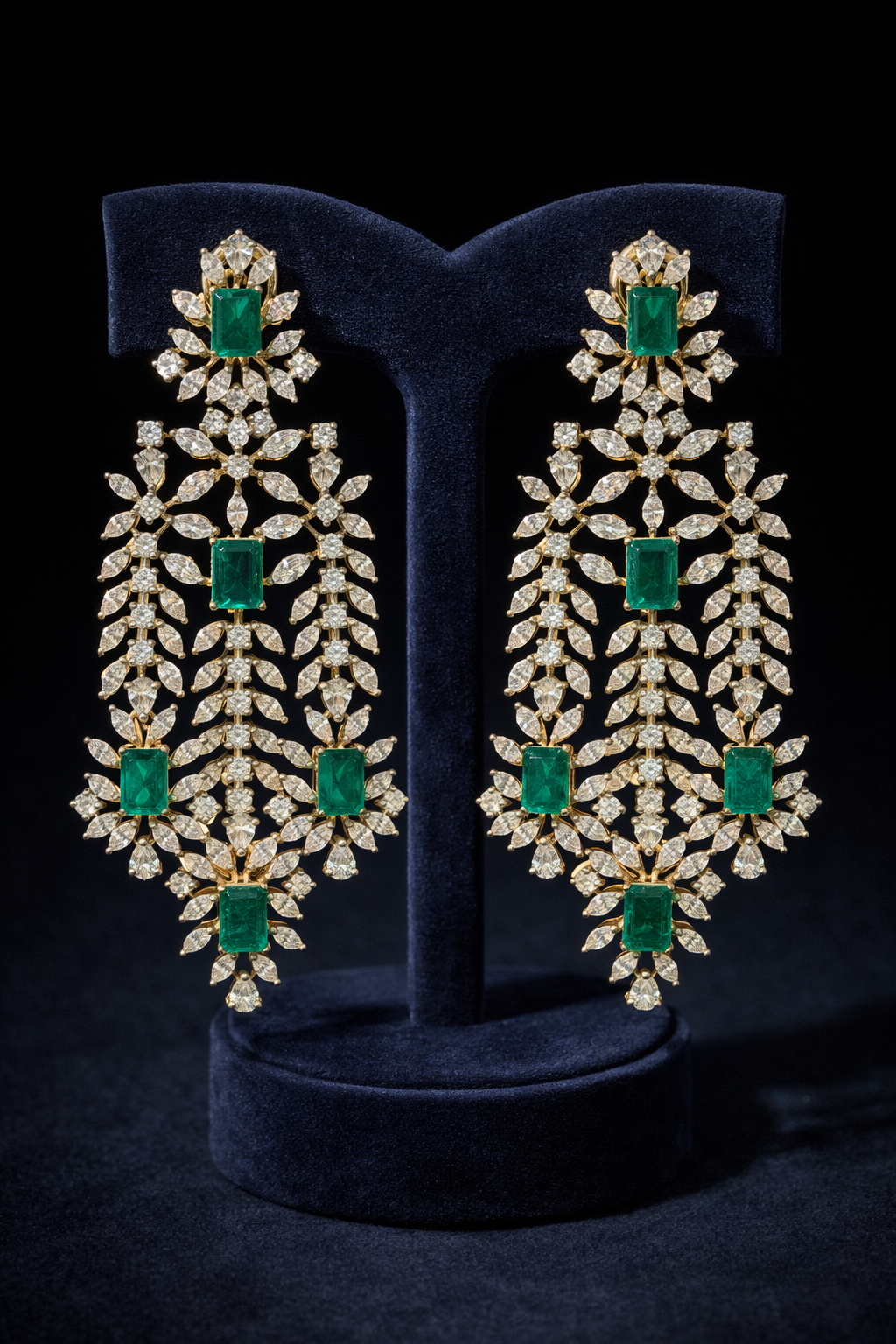 Pure Silver Emerald Danglers
