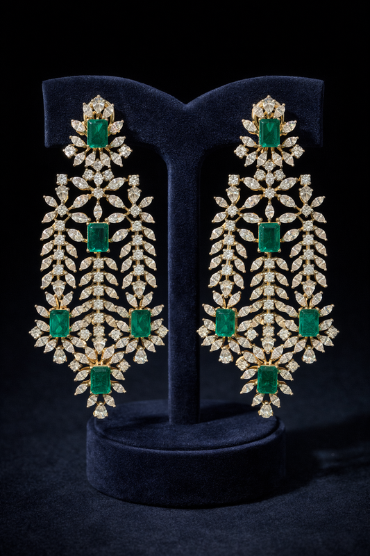 Pure Silver Emerald Danglers