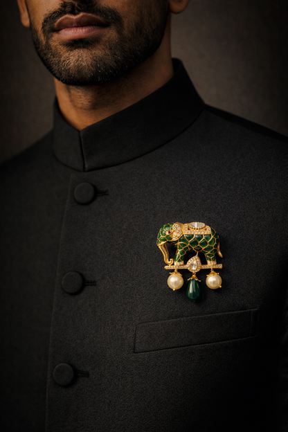 Pure Silver Meenakari Brooch