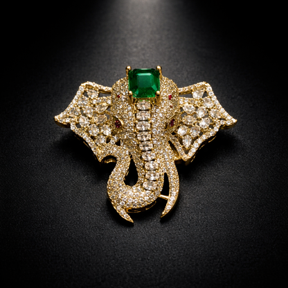 Golden Luxe Elephant Brooch