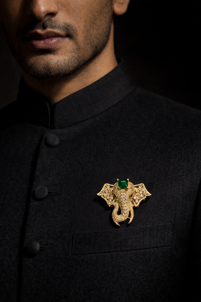 Golden Luxe Elephant Brooch