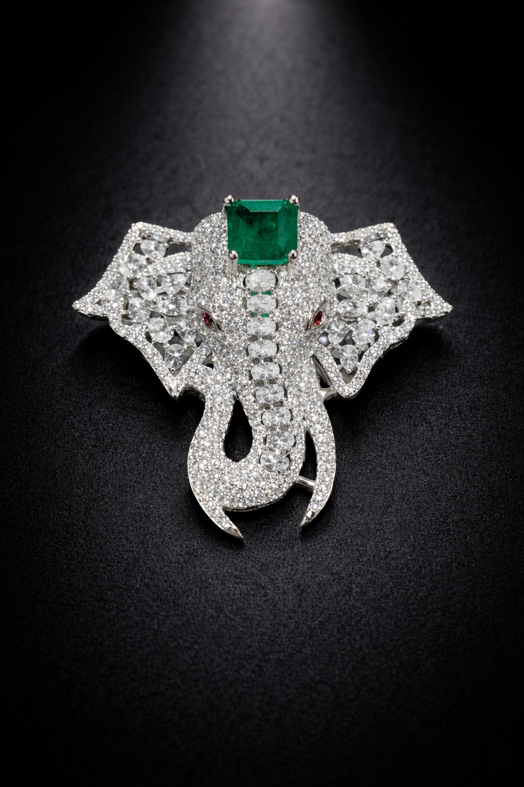 Luxe Emerald Elephant Brooch