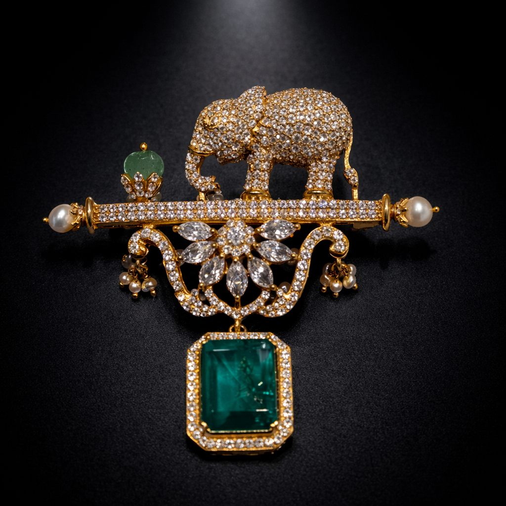 Pure Silver Regal Elephant Brooch